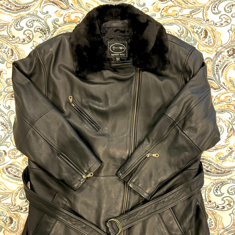 Vintage Tannery West Leather Coat, Women's Black Large